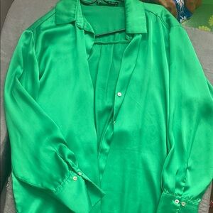 Zara Green Silk button Shirt